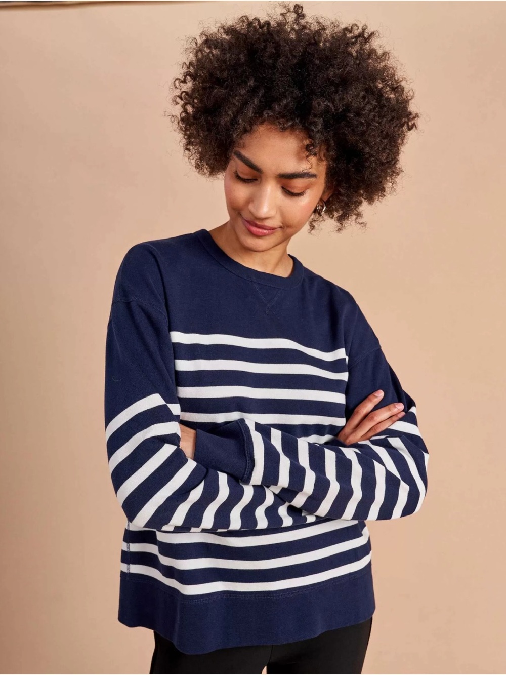 La Ligne Navy White Striped Cotton Long Sleeve Pullover James Sweatshirt Top M